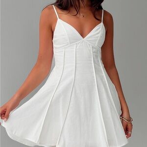 Libertie Pleat Mini Dress White